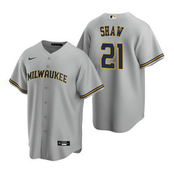 Nike Milwaukee Brewers #21 Travis Shaw Gray Game Authentic Stitched MLB Jersey