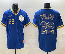 Nike Milwaukee Brewers #22 Christian Yelich Light Blue Throwback Authentic Stitched MLB jersey