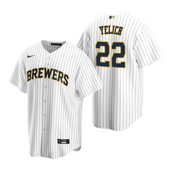 Nike Milwaukee Brewers #22 Christian Yelich White Game Authentic Stitched MLB Jersey