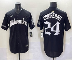 Nike Milwaukee Brewers #24 William Contreras Black 5(V) Joint MLB Jersey