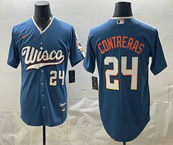 Nike Milwaukee Brewers #24 William Contreras Blue 2026 City Connect Stadium Jersey