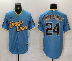 Nike Milwaukee Brewers #24 William Contreras Blue Game 2023 City Authentic Stitched MLB Jersey