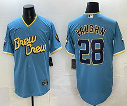 Nike Milwaukee Brewers #28 Andrew Vaughn Blue 2023 City Authentic Stitched MLB Jersey