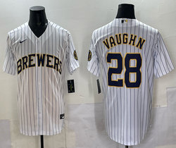 Nike Milwaukee Brewers #28 Andrew Vaughn White Authentic Stitched MLB Jersey