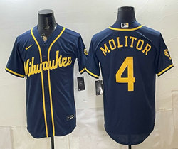 Nike Milwaukee Brewers #4 Paul Molitor Navy Baseball Jersey