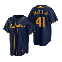 Nike Milwaukee Brewers #41 Jackie Bradley Jr Navy Game Authentic Stitched MLB Jersey