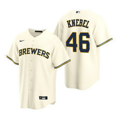 Nike Milwaukee Brewers #46 Corey Knebel Cream Game Authentic Stitched MLB Jersey