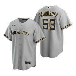Nike Milwaukee Brewers #53 Brandon Woodruff Gray Game Authentic Stitched MLB Jersey