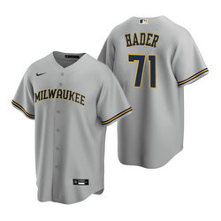 Nike Milwaukee Brewers #71 Josh Hader Gray Game Authentic Stitched MLB Jersey