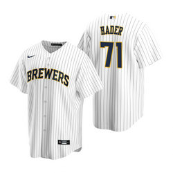 Nike Milwaukee Brewers #71 Josh Hader White Game Authentic Stitched MLB Jersey