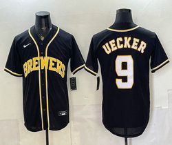 Nike Milwaukee Brewers #9 Bob Uecker 2026 Fashion Black Out Stitched Baseball Jersey