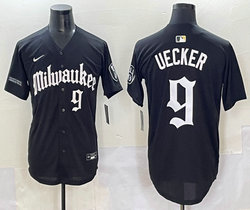 Nike Milwaukee Brewers #9 Bob Uecker Black 5(V) Joint MLB Jersey