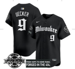 Nike Milwaukee Brewers #9 Bob Uecker Black Joint MLB Jersey