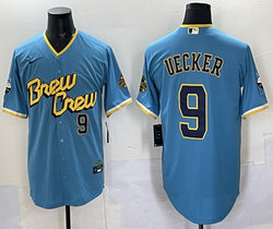Nike Milwaukee Brewers #9 Bob Uecker Blue 2023 City Authentic Stitched MLB Jersey