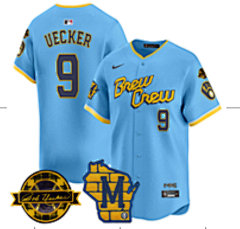 Nike Milwaukee Brewers #9 Bob Uecker Blue Jersey