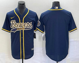 Nike Milwaukee Brewers Blank Navy Joint baseball jersey