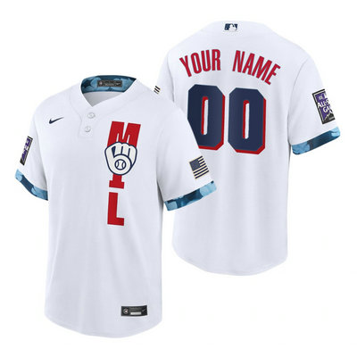 Nike Milwaukee Brewers Custom Any Name 2021 All star White Game Authentic Stitched MLB Jersey