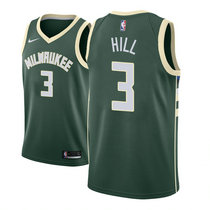 Nike Milwaukee Bucks #3 George Hill Green Game Authentic Stitched NBA Jersey