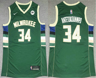 Nike Milwaukee Bucks #34 Giannis Antetokounmpo Green 2021 Stitched Jersey
