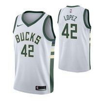 Nike Milwaukee Bucks #42 Robin Lopez White Game Authentic Stitched NBA Jersey