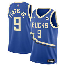 Nike Milwaukee Bucks #9 Bobby Portis Royal 2024-25 City Stitched NBA Jersey