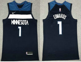Nike Minnesota Timberwolves #1 Anthony Edwards Navy Blue Game Authentic Stitched NBA jersey
