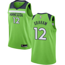 Nike Minnesota Timberwolves #12 Treveon Graham Green Game Authentic Stitched NBA Jersey