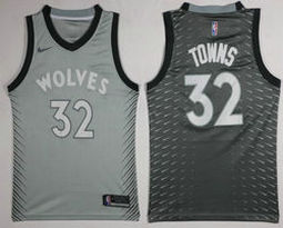 Nike Minnesota Timberwolves #32 Karl Towns Grey City Authentic Stitched NBA Jersey