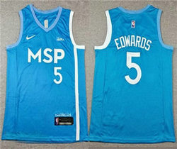 Nike Minnesota Timberwolves #5 Anthony Edwards Light Blue MSP City Edition Swingman Jersey