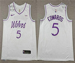 Nike Minnesota Timberwolves #5 Anthony Edwards White Earned Edition Swingman Jersey