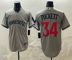 Nike Minnesota Twins #34 Kirby Puckett Gray Authentic Stitched MLB Jersey