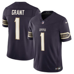Nike Minnesota Vikings #1 Bud Grant Deep Purple Rivalries Stitched Football Jersey