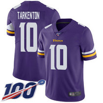 Nike Minnesota Vikings #10 Fran Tarkenton With NFL 100th Season Patch Purple Vapor Untouchable Authentic Stitched NFL jersey