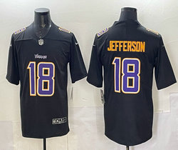 Nike Minnesota Vikings #18 Justin Jefferson Black Fashion Authentic Stitched NFL Jersey