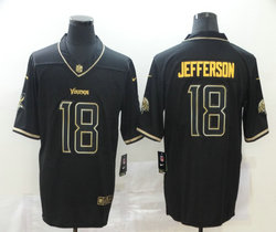 Nike Minnesota Vikings #18 Justin Jefferson Black Gold Authentic Stitched NFL Jersey