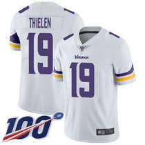 Nike Minnesota Vikings #19 Adam Thielen With NFL 100th Season Patch White Vapor Untouchable Authentic Stitched NFL jersey