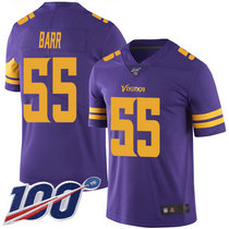 Nike Minnesota Vikings #55 Anthony Barr With NFL 100th Season Patch Purple Rush Authentic Stitched NFL jersey