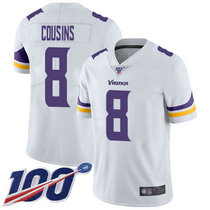 Nike Minnesota Vikings #8 Kirk Cousins With NFL 100th Season Patch White Vapor Untouchable Authentic Stitched NFL jersey