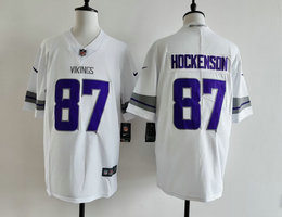 Nike Minnesota Vikings #87 T.J. Hockenson White Throwback Authentic Stitched NFL Jersey