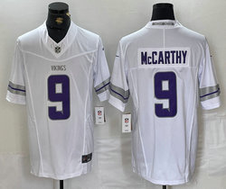 Nike Minnesota Vikings #9 J.J. McCarthy White Throwback 3(III) Authentic Stitched NFL Jersey