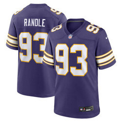Nike Minnesota Vikings #93 John Randle Purple Throwback Vapor Untouchable Authentic Stitched NFL Jersey