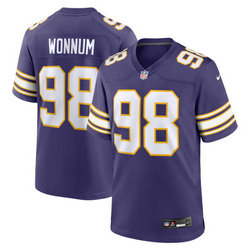 Nike Minnesota Vikings #98 D.J. Wonnum Purple Throwback Vapor Untouchable Authentic Stitched NFL Jersey
