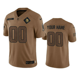 Nike Minnesota Vikings Custom 2023 Brown Salute To Service Authentic Stitched NFL Jersey