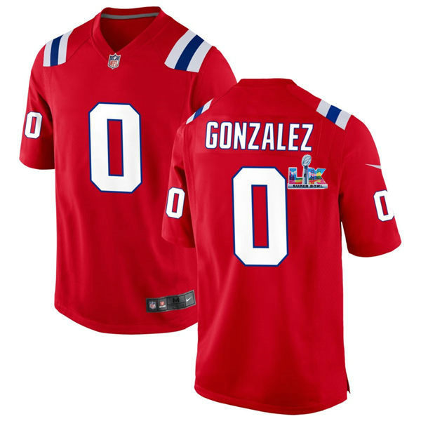 Nike New England Patriots #0 Christian Gonzalez Red Super Bowl LX 60 Patch Jersey