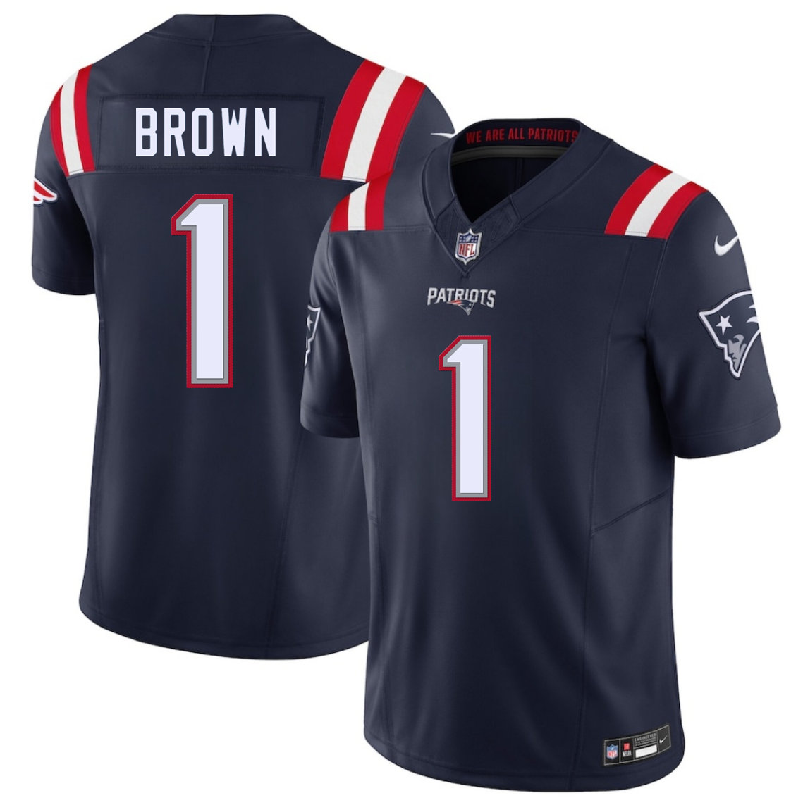 Nike New England Patriots #1 A.J. Brown Navy 2026 Stitched Football Jersey