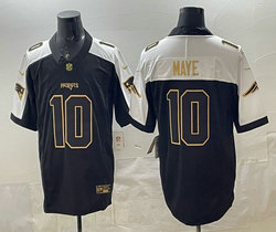 Nike New England Patriots #10 Drake Maye Black White Gold Name Stitched Football Jersey