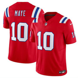 Nike New England Patriots #10 Drake Maye Red Vapor Untouchable Authentic Stitched NFL Jersey