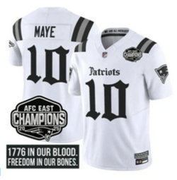 Nike New England Patriots #10 Drake Maye White Gothic Revolution Edition Champion Jersey