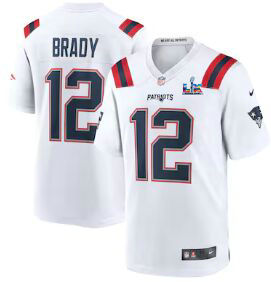 Nike New England Patriots #12 Tom Brady White Super Bowl LX 60 Patch Jersey
