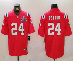 Nike New England Patriots #24 Dell Pettus Red Super Bowl LX 60 Patch Jersey